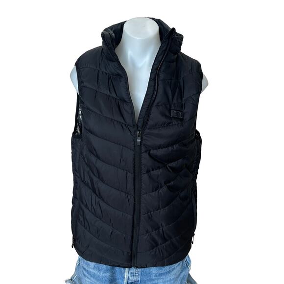 University Montana Griz Puffer Vest Black LARGE Pockets Football Unique Quilted - Picture 4 of 8